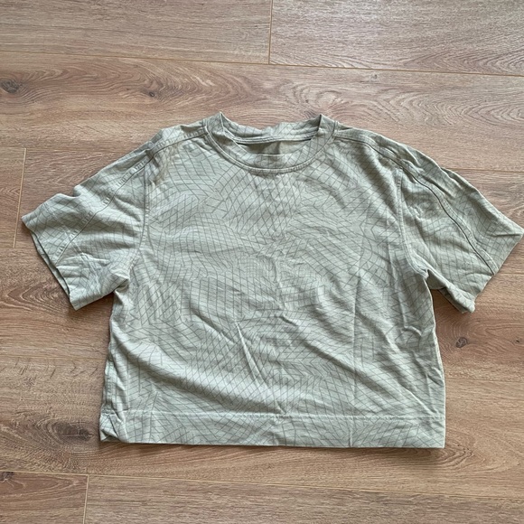 Lululemon Heavyweight Cotton T-Shirt - Size 4 - Gradiating Grid Raw Linen Multi - Picture 3 of 4